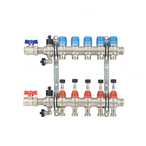 Edelstahl-Heizkreisverteiler Typ e-class 18 Automatischer hydraulischer Abgleich durch das EGO-System - 2 Heizkreise