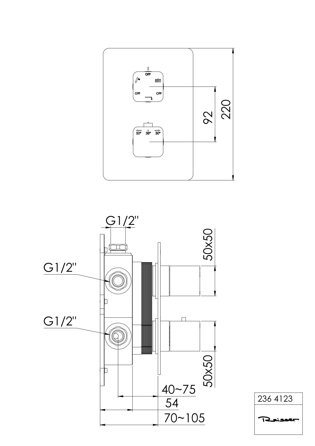 BR50 Fertigmontageset für UP- Thermostat – Bild 3